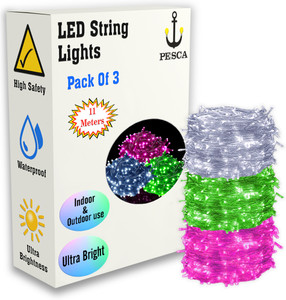 pesca 40 leds 11 m white green pink steady string rice lights pack of 3