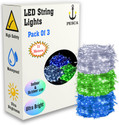 PESCA 40 LEDs 11 m White, Green, Blue Steady String Rice Lights (Pack of 3)