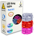 PESCA 40 LEDs 11 m White, Red, Pink Steady String Rice Lights