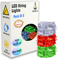 PESCA 40 LEDs 11 m White, Red, Green Steady String Rice Lights (Pack of 3)