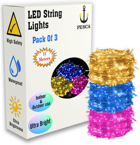 pesca 40 leds 11 m yellow blue pink steady string rice lights