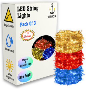 pesca 40 leds 11 m yellow red blue steady string rice lights