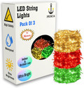 PESCA 40 LEDs 11 m Yellow, Red, Green Steady String Rice Lights (Pack of 3)