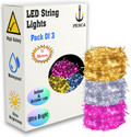 PESCA 40 LEDs 11 m Yellow, White, Pink Steady String Rice Lights