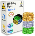 PESCA 40 LEDs 11 m Yellow, White, Green Steady String Rice Lights (Pack of 3)
