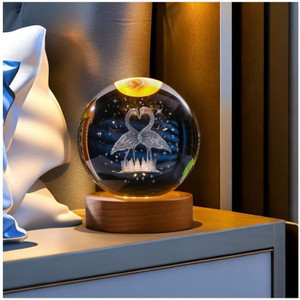 pesca crystal ball light for home decoration led 3d flamingo with wooden base night lamp 6 cm flamingo