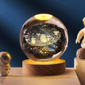 PESCA Galaxy Crystal Ball Night Light - 2.4 Inch LED Lamp with Wooden Base Night Lamp (6 cm, GALAXY)