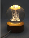 PESCA LORD GANESH 3D CRYSTAL BALL LAMPS FOR BEDROOM Warm White Night Lamp (6 cm, Lord Ganesh)