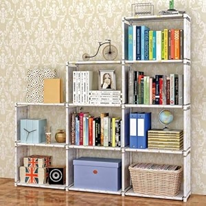 pesoma multipurpose bookshelf alloy steel metal storage shelve for books storage organizer children book rack bookcase for home cabinet shelves book shelf cabinet bookcases 9-layer animal white