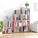 PESOMA Multipurpose Bookshelf| Alloy Steel Metal Storage Shelve for Books Storage Organizer| Children Book Rack| Bookcase for Home |Cabinet Shelves Book Shelf Cabinet Bookcases (9-Layer, Cherry Pink)