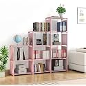 PESOMA Multipurpose Bookshelf| Alloy Steel Metal Storage Shelve for Books Storage Organizer| Children Book Rack| Bookcase for Home |Cabinet Shelves Book Shelf Cabinet Bookcases (9-Layer, Pink)