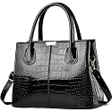 PESOMA Faux Leather Women Handbags Shoulder Hobo Bag Purse With Long Strap(Fits up to 12.9" Tablet/15.6") Purse (Square Pink) (BlackCP)
