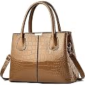 PESOMA Faux Leather Women Handbags Shoulder Hobo Bag Purse With Long Strap(Fits up to 12.9" Tablet/15.6") Purse (BrownCP)