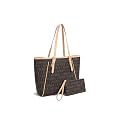 PESOMA Women's Tote Bag With Pocket, Girls Stylish Fashion Faux Leather Tote Shoulder Tote Bag for Women &amp; Girls Crossbody Bags for Girls &amp; Women (Coffee H283)