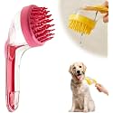 Pet Bath Brush with Shampoo Dispenser, 2026 New Dog Bath Brush Soft Silicone Bristle for Bathing Pets Grooming Massage Brush (Green) (Pink-B)
