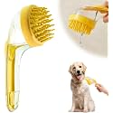 Pet Bath Brush with Shampoo Dispenser, 2026 New Dog Bath Brush Soft Silicone Bristle for Bathing Pets Grooming Massage Brush (Green) (Yellow-B)