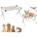 Pet Bathing Hammock for Dogs Cats, 8-Hole Grooming Harness with Stand for Bathing and Grooming, Nail Trimming and Ear Cleaning（Khaki）