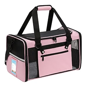 pet carrier airline approved small dog carrier with upgrade zippers and reflective strip pet carrier for cat soft cat carrier for puppy and kitten 15 lbs collapsible cat carrier bag pink