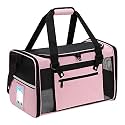Pet Carrier Airline Approved, Small Dog Carrier with Upgrade Zippers and Reflective Strip, Pet Carrier for Cat, Soft Cat Carrier for Puppy and Kitten 15 Lbs, Collapsible Cat Carrier Bag, Pink