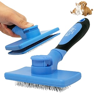 pet craft supply self cleaning slicker pet grooming brush for dogs and cats with short to long hair removes mats tangles and loose hair