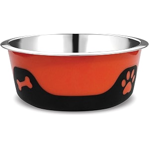 dog bowls thermocool insulated stainless steel non slip no spill insulated dog bowl keeps food warm amp water cold for dogs and cats orange 32oz 890 mlmedium