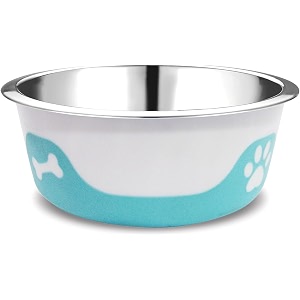 dog bowls thermocool insulated stainless steel non slip no spill insulated dog bowl keeps food warm amp water cold for dogs and cats light blue 8oz 240 mlextra small