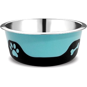 dog bowls thermocool insulated stainless steel non slip no spill insulated dog bowl keeps food warm amp water cold for dogs and cats blue 64oz 1800mllarge