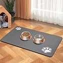 Pet Feeding Mat-Absorbent Dog Mat for Food and Water Bowl-Dog Accessories Pet Supplies-Dog Water Bowl for Messy Drinkers-No Stains Quick Dry Dog Water Dispenser Mat (Dark Grey, 17"x28")