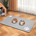 Pet Feeding Mat-Absorbent Dog Mat for Food and Water Bowl-Dog Accessories Pet Supplies-Dog Water Bowl for Messy Drinkers-No Stains Quick Dry Dog Water Dispenser Mat (Light Grey, 17"x28")