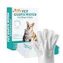 Pet Cleaning Glove Wipes 6 Count | Individually Wrapped Disposable Grooming Glove Wipes with Aloe &amp; Jojoba Oil, Waterless No-Rinse Odor Contro