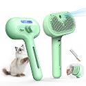 Pet Grooming Brush with Electronic Mist Spray - Gentle Deshedding Tool for Cats &amp; Dogs, Pet Steam Brush，Reduces Shedding, Soft Bristles, Promotes Healthy Coat-Comes with a hair smoothing comb-Greener
