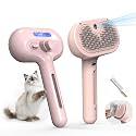 Pet Grooming Brush with Electronic Mist Spray - Gentle Deshedding Tool for Cats &amp; Dogs, Pet Steam Brush，Reduces Shedding, Soft Bristles, Promotes Healthy Coat-Comes with a hair smoothing comb-Red