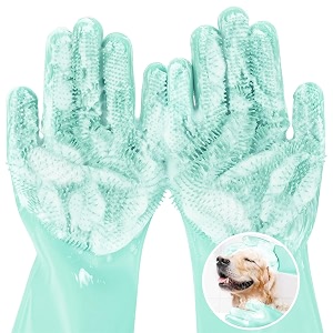 pet grooming gloves large heat resistant cat bathing gloves with high-density teeth silicone dog bathing gloves with enhanced five finger design 1 pairmulti