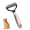 Pet Grooming Undercoat Rake Comb for Dogs &amp; Cats | Stainless Steel Dematting &amp; Deshedding Tool | Rounded Blade Tips | Anti-Slip Handle | Removes Loose Hair, Mats &amp; Tangles (Pink)
