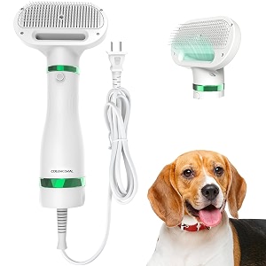 pet hair dryer 2 in 1 pet grooming dryer with slicker brush adjustable 3 temperature settings for small and medium dogs and cats