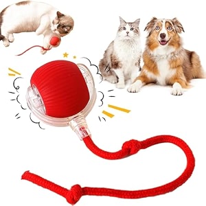 interactive cat amp dog pet ball toy automatic rolling ball red 10cm