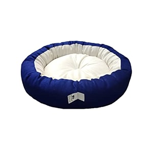 dog cat pet bed ultra soft export quality polyester velvet dual color reversible round shape blue cream pet bed x-large