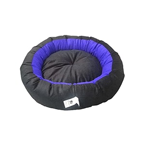 dog cat pet bed ultra soft export quality polyester velvet dual color reversible round shape blue black pet bed xx-large