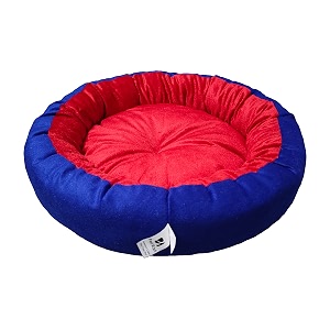 dog cat pet bed ultra soft export quality polyester velvet dual color reversible round shape red blue pet bed-small