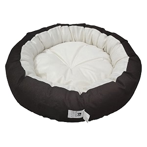 dog cat pet bed ultra soft export quality polyester velvet dual color reversible round shape cream brown pet bed xx-large