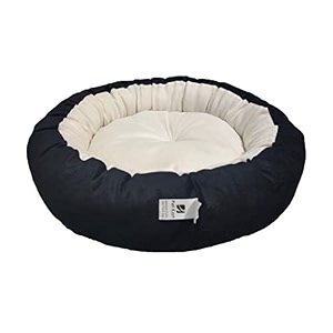 dog cat pet bed ultra soft export quality polyester velvet dual color reversible round shape cream black pet bed xxx-large