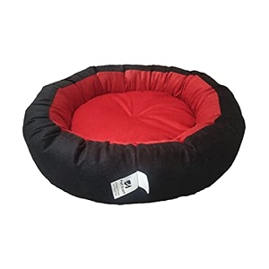 dog cat pet bed ultra soft export quality polyester velvet dual color reversible round shape red black pet bed-small
