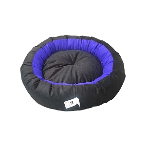 dog cat pet bed ultra soft export quality polyester velvet dual color reversible round shape blue black pet bed xxx-large