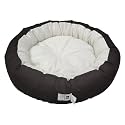 Dog Cat Pet Bed Ultra Soft Export Quality Polyester Velvet Dual Color Reversible Round Shape Cream Brown Pet Bed-Large