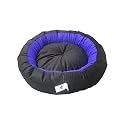 Dog Cat Pet Bed Ultra Soft Export Quality Polyester Velvet Dual Color Reversible Round Shape Blue Black Pet Bed-Medium