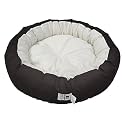 Dog Cat Pet Bed Ultra Soft Export Quality Polyester Velvet Dual Color Reversible Round Shape Cream Brown Pet Bed-Medium