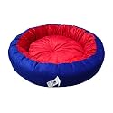 Dog Cat Pet Bed Ultra Soft Export Quality Polyester Velvet Dual Color Reversible Round Shape Red Blue Pet Bed-Medium