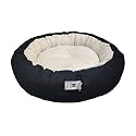 Dog Cat Pet Bed Ultra Soft Export Quality Polyester Velvet Dual Color Reversible Round Shape Cream Black Pet Bed XXX-Large