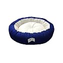 Dog Cat Pet Bed Ultra Soft Export Quality Polyester Velvet Dual Color Reversible Round Shape Blue Cream Pet Bed XX-Large
