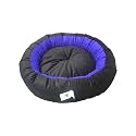 Dog Cat Pet Bed Ultra Soft Export Quality Polyester Velvet Dual Color Reversible Round Shape Blue Black Pet Bed-Large